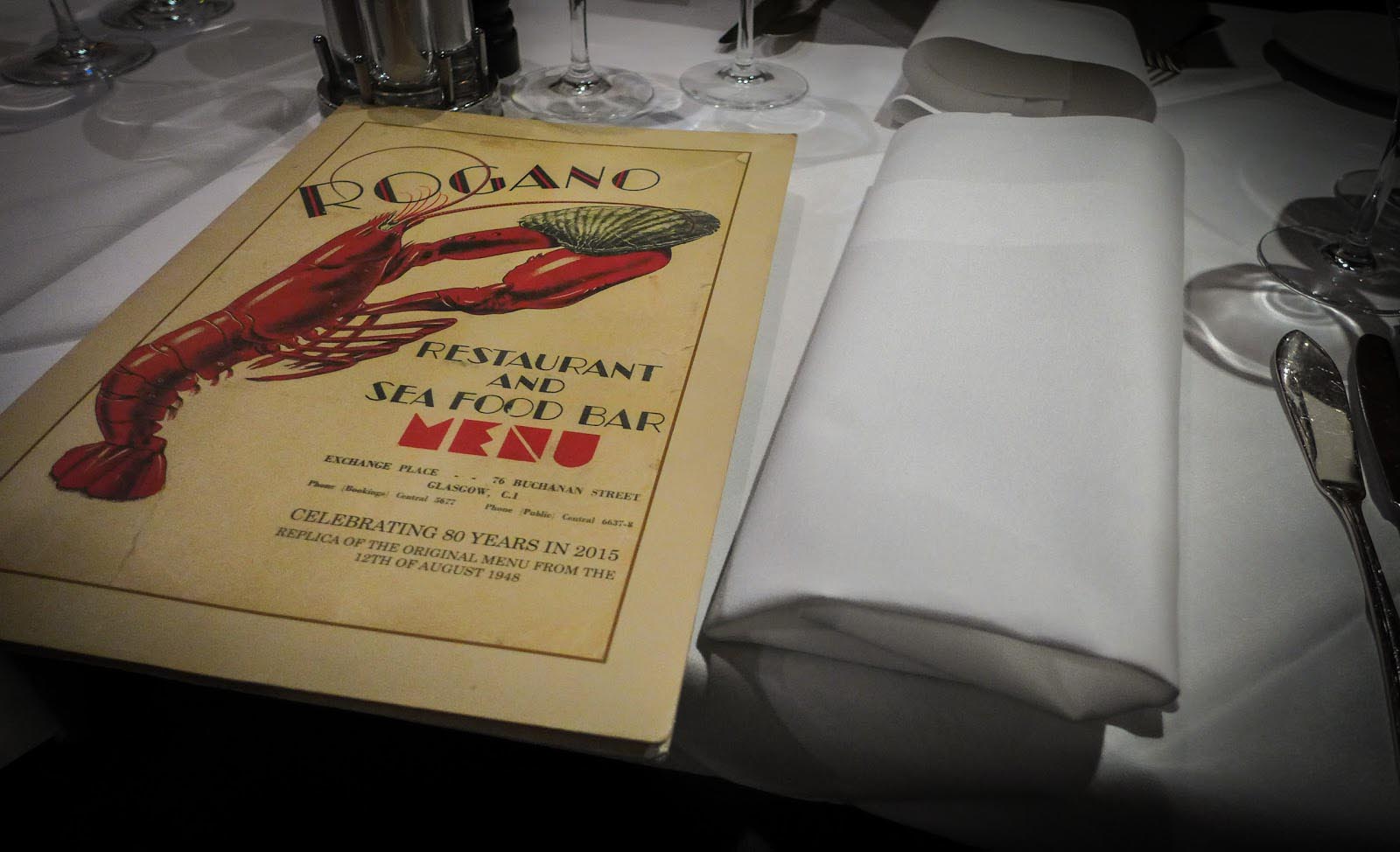 Rogano's Menu