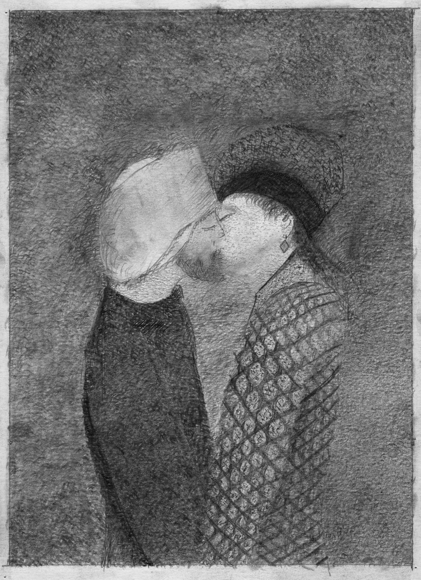 Kissing Pencil Drawing