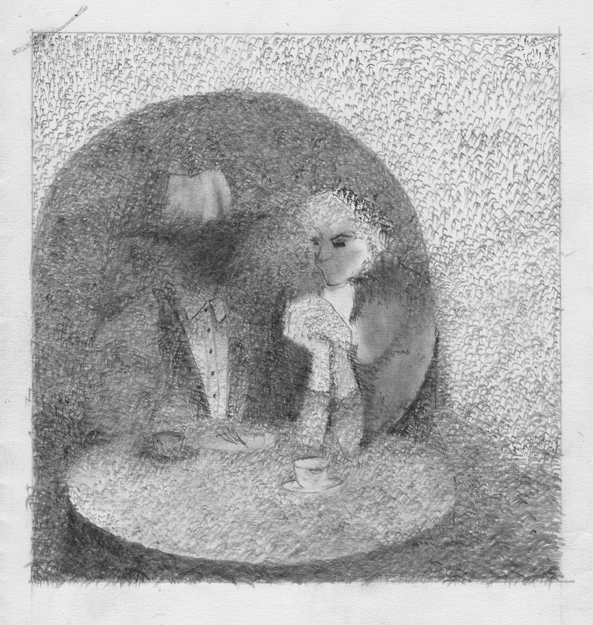 Cafe pencil illustration