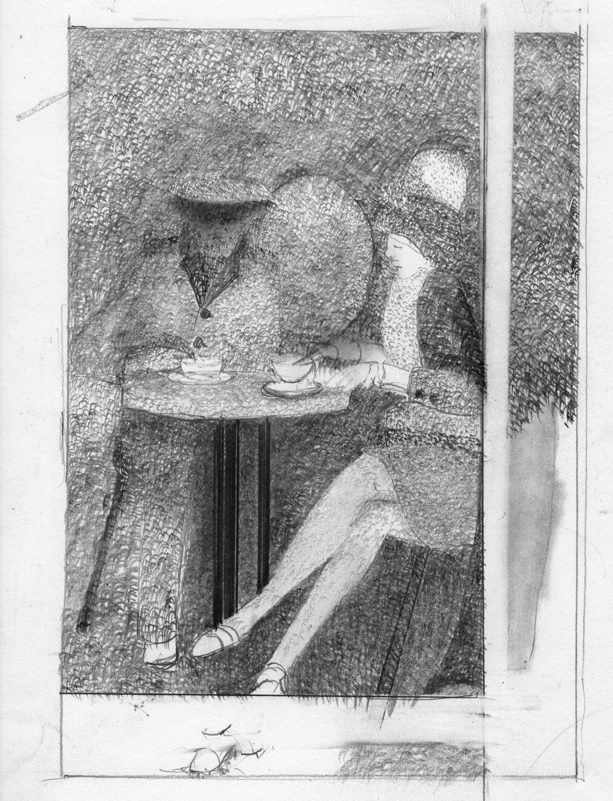 Cafe pencil illustration