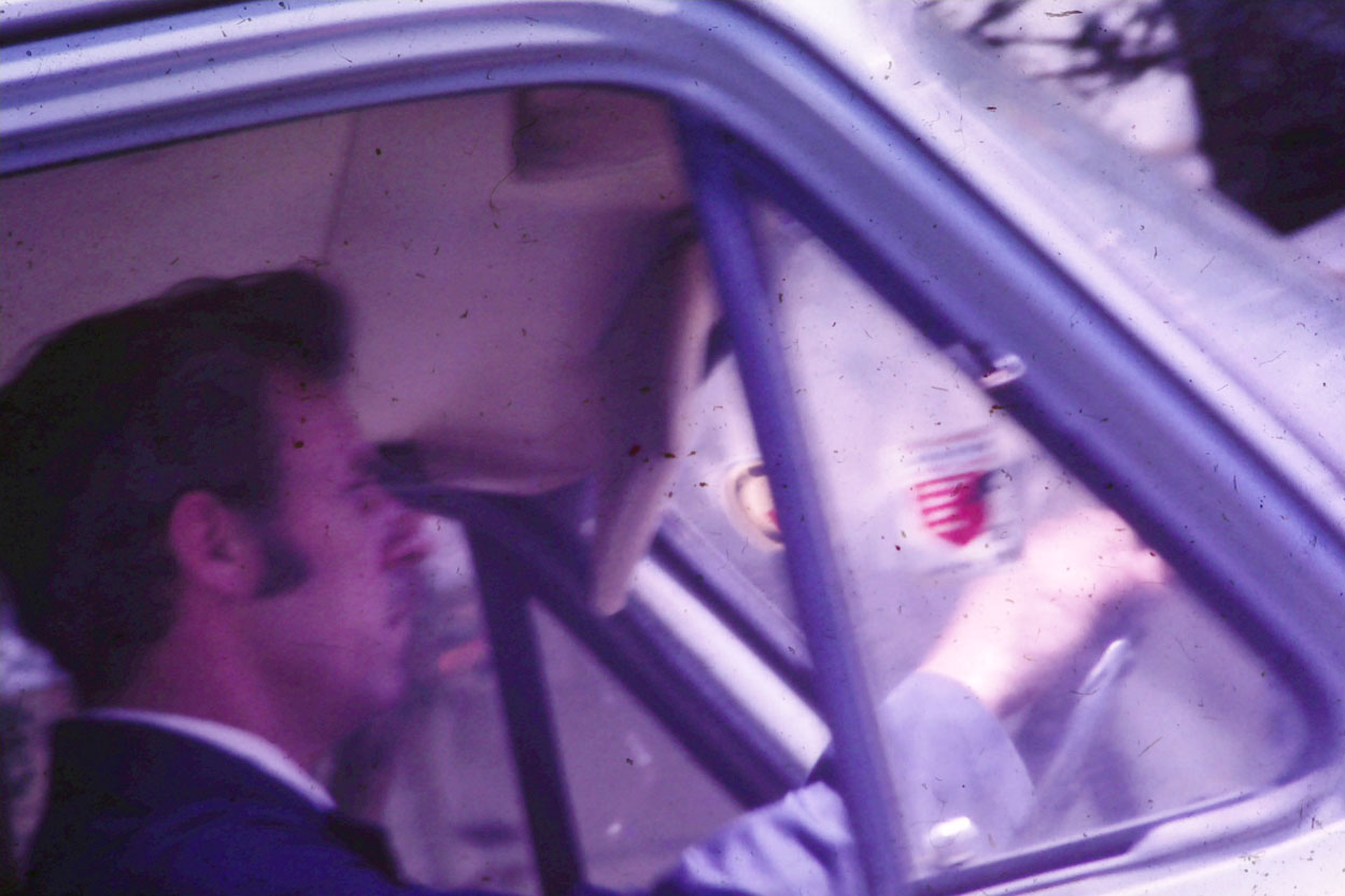Car window view - classic vintage car in London