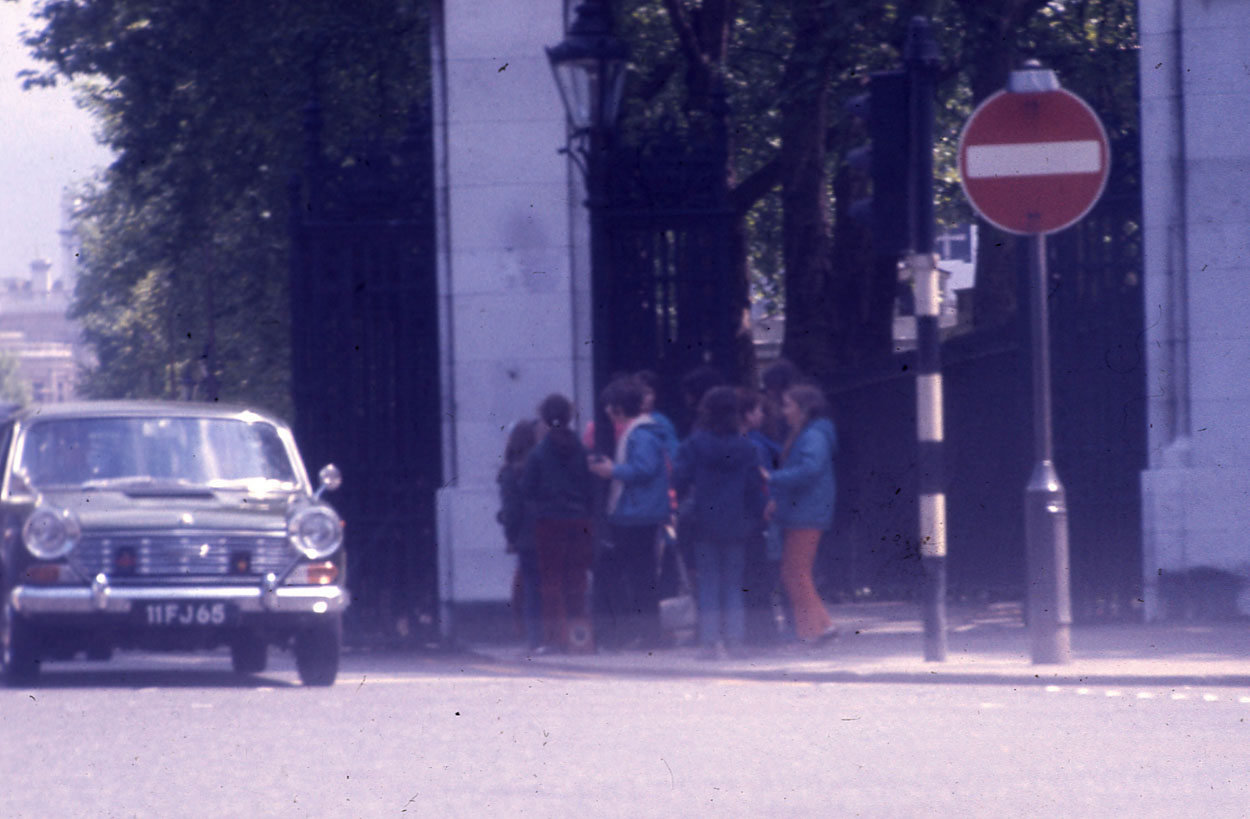 Hillman Humber or Austin car on the road - London Street scene.