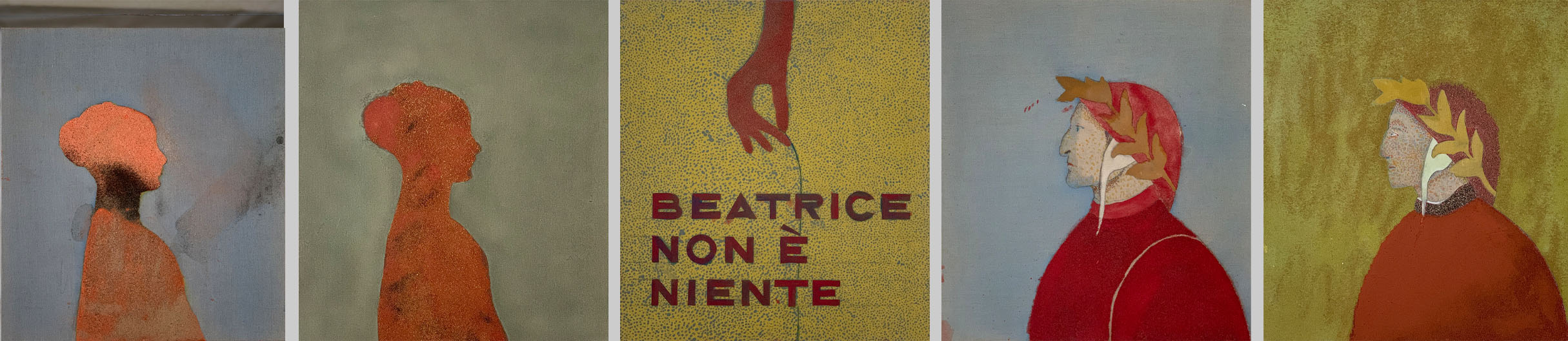 Set of 5 images of Beatrice and Dante